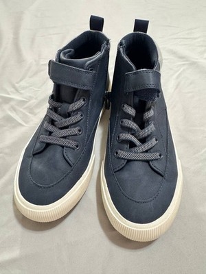 Cat & Jack Unisex Kids High Top Sneakers Navy Size 3 Zipper Adjustable Strap