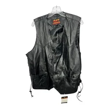 Hot Leathers Black Leather Lightweight Vest Says 2XL