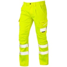 Leo KINGFORD Recycled Sustainable stretch Hi Viz  Cargo Trousers 36" Reg