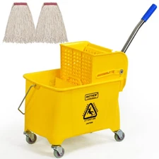 Matthew Cleaning 22 Quart Compact Mop Bucket INCL.2 Pack Mop Head with Side P...