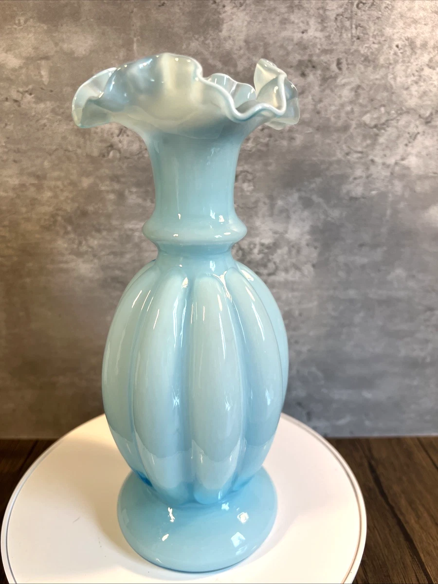 Fenton Blue Melon Vase for sale | eBay