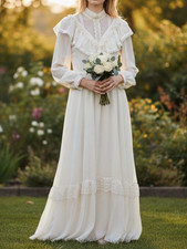 Vintage Gunne Sax 1970s Prairie Victorian Revival Wedding Dress McClintock