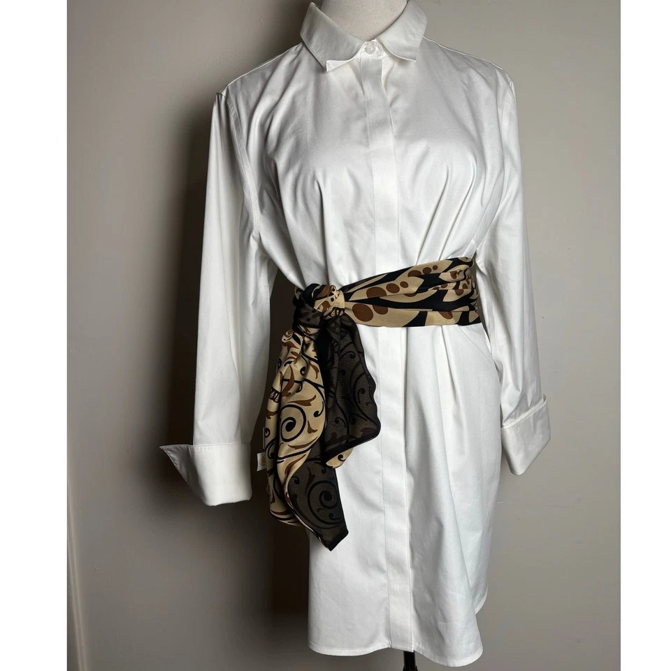 Talbots Vintage Bufanda de Seda Negra 57" Corbata Oblonga Negro y Tostado Gráfico Estampado Retro Foto 4 de 4