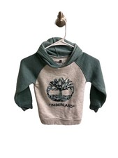 Timberland Boys Fleece Lined Hoodie Size 5 Green Gray Logo
