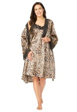 Amoureuse Plus Size The Luxe Satin Short Peignoir Set