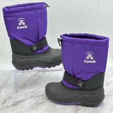 Kamik Snow Boots Youth Size 4 Purple Black Insulated Winter Waterproof Warm