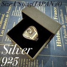 925 Silver Ring Crest Signet Vintage Mens Ring US Size 9.25
