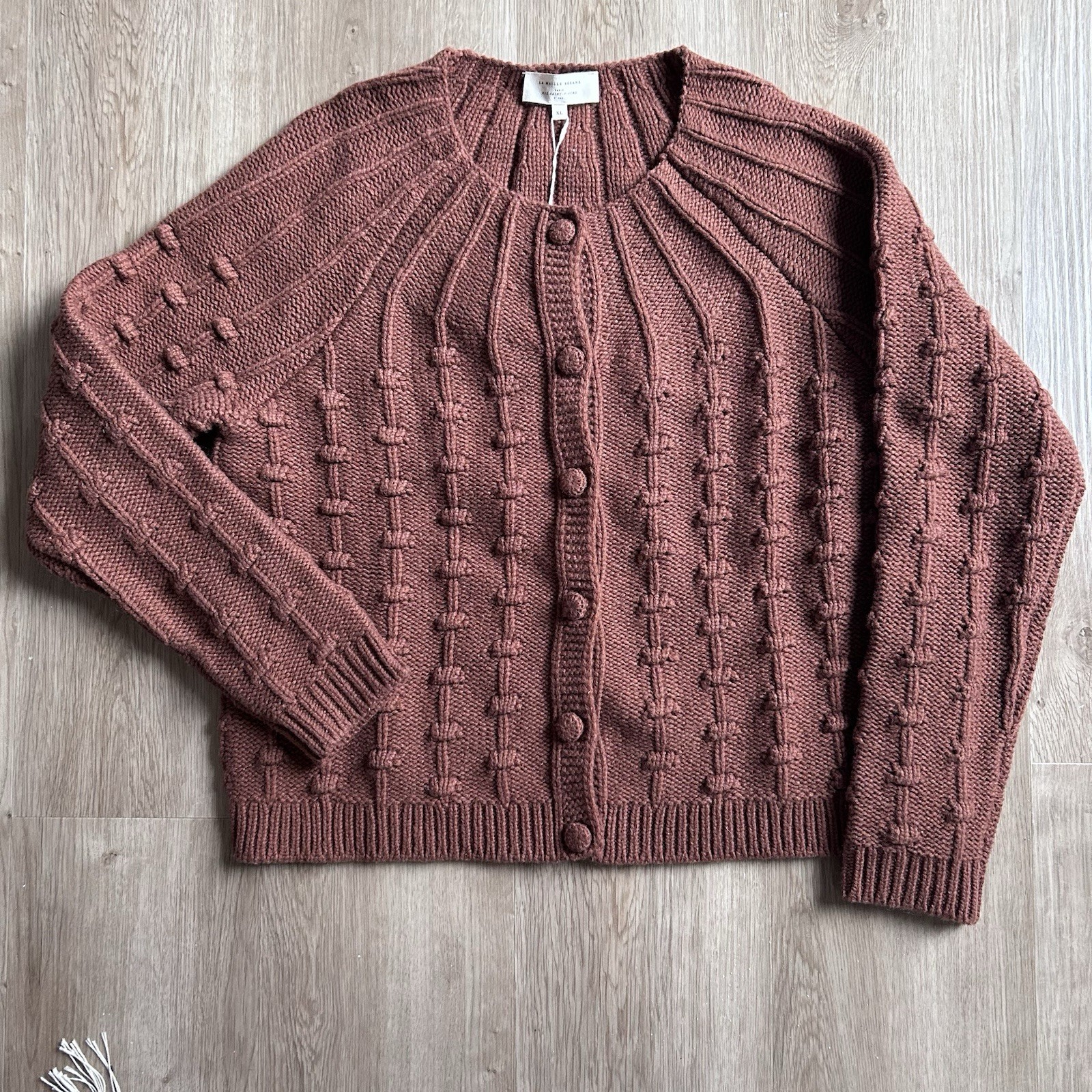 NWT 🇫🇷 Sézane Elmut Knit Sweater Cardigan Brown Size XL