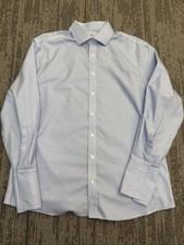 Charles Tyrwhitt Shirt Mens 17.5 34 Blue White Check Non Iron Slim Fit Dress