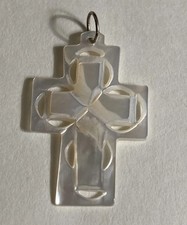 Vintage Carved Mother of Pearl Christian Cross Pendant Christianity