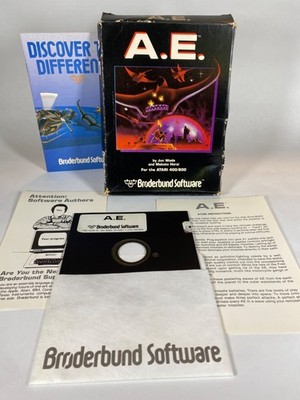 A.E. Atari 400 800 Broderbund Complete Disk Box Manual Jun Wada Makoto Horai