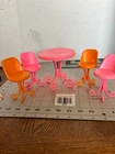 Barbie Mod Patio/Cafe Table & Chairs Set Pink Orange Vtg 1980s