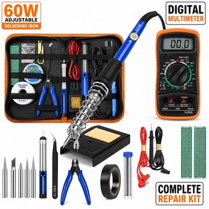 Soldering Kit 60W Adjustable Iron with Digital Multimeter Repair Tool Set 110V