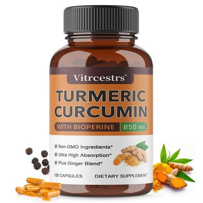 Turmeric Curcumin with Ginger-850mg for Joint Comfort & Bone Health 30~120 Caps