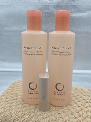 AVON (2) 6 fl oz KEEP IT FRESH Multi-Vitamin Toners Sealed w/bonus NEW lip TWIG