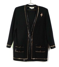 ST JOHN JACKET EVENING OPEN FRONT WITH GOLD ACCENTS SZ 8