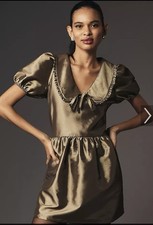 NWT Anthropologie Porridge Short Sleeve Taffeta minidress womens XS