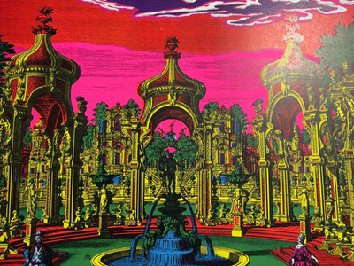 THE GARDEN VINTAGE 1970 BLACKLIGHT POSTER SUNSET MARKETING By Dick