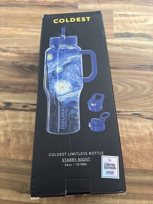 Coldest Water Bottle 36oz Starry Night Vincent Van Gogh's 3 lids  New 1st Ed  LE