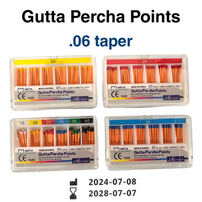 Dental GUTTA PERCHA POINTS Taper .06 All Sizes - Meta Biomed