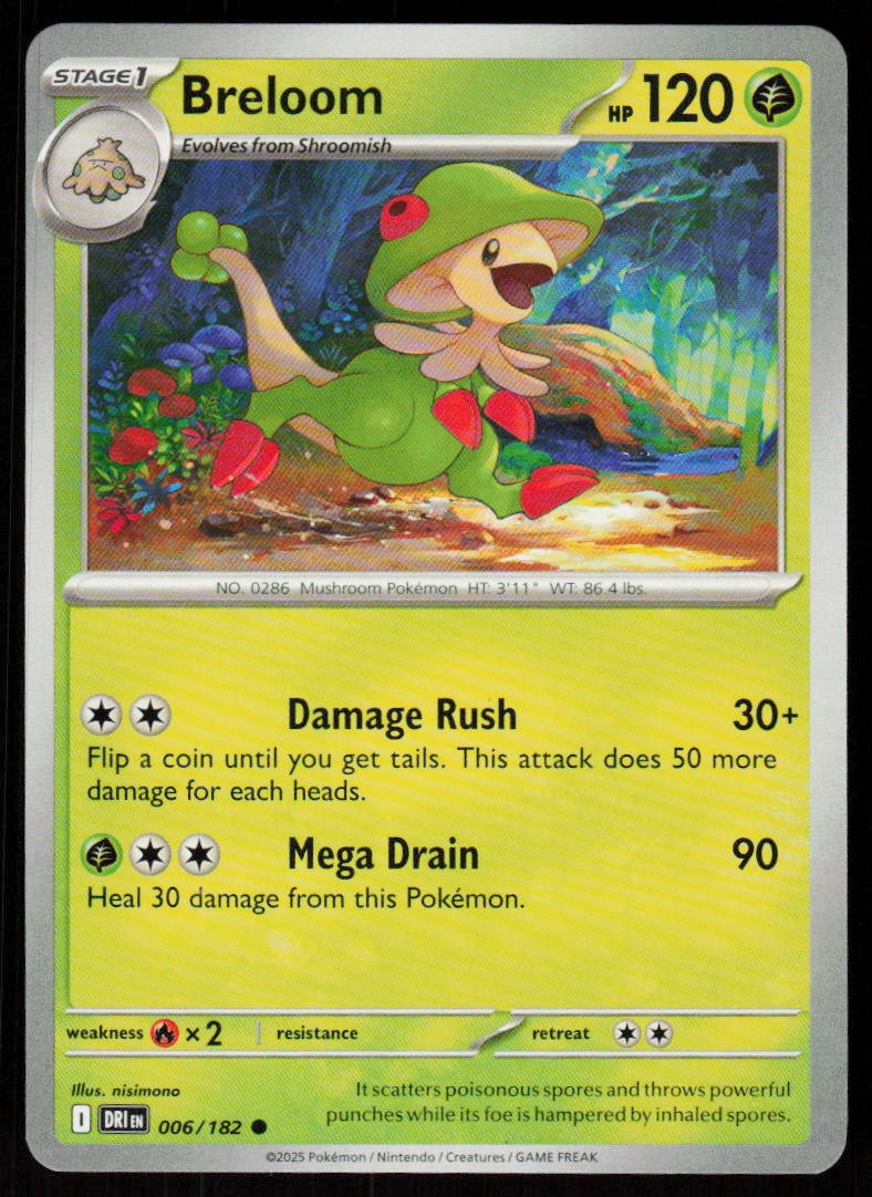 Breloom 006/182 Common Destined Rivals Pokemon Near Mint