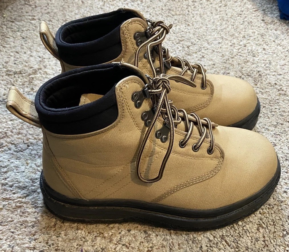 FROGG TOGGS Tan Felt Bottom Wading Fishing Lace-up Ankle Boots - Men's Size 8