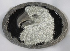 Vtg Belt Buckles of America Bald Eagle Western Cowboy Enameled Black Silver Big