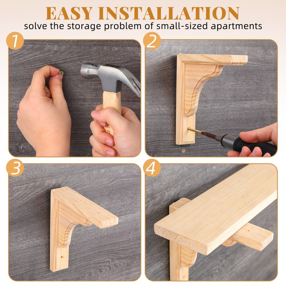 Wood L Shelf Bracket - Wood Corbels Decorative Triangle Corner Brace ...