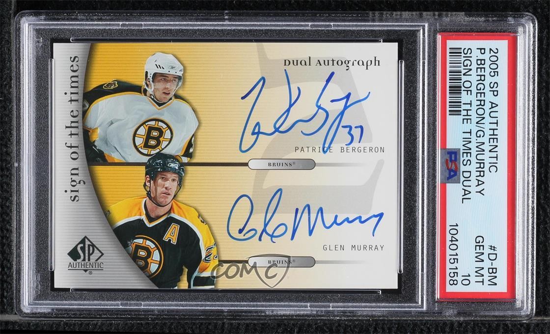 Glen Murray Boston Bruins 2005-06 SP Authentic Patrice Bergeron #D-BM PSA 10 GEM MT Auto 8uc 