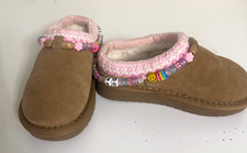 Greystone Cosy Collection Shelby Beaded XO Suede Girls Slippers Size 11