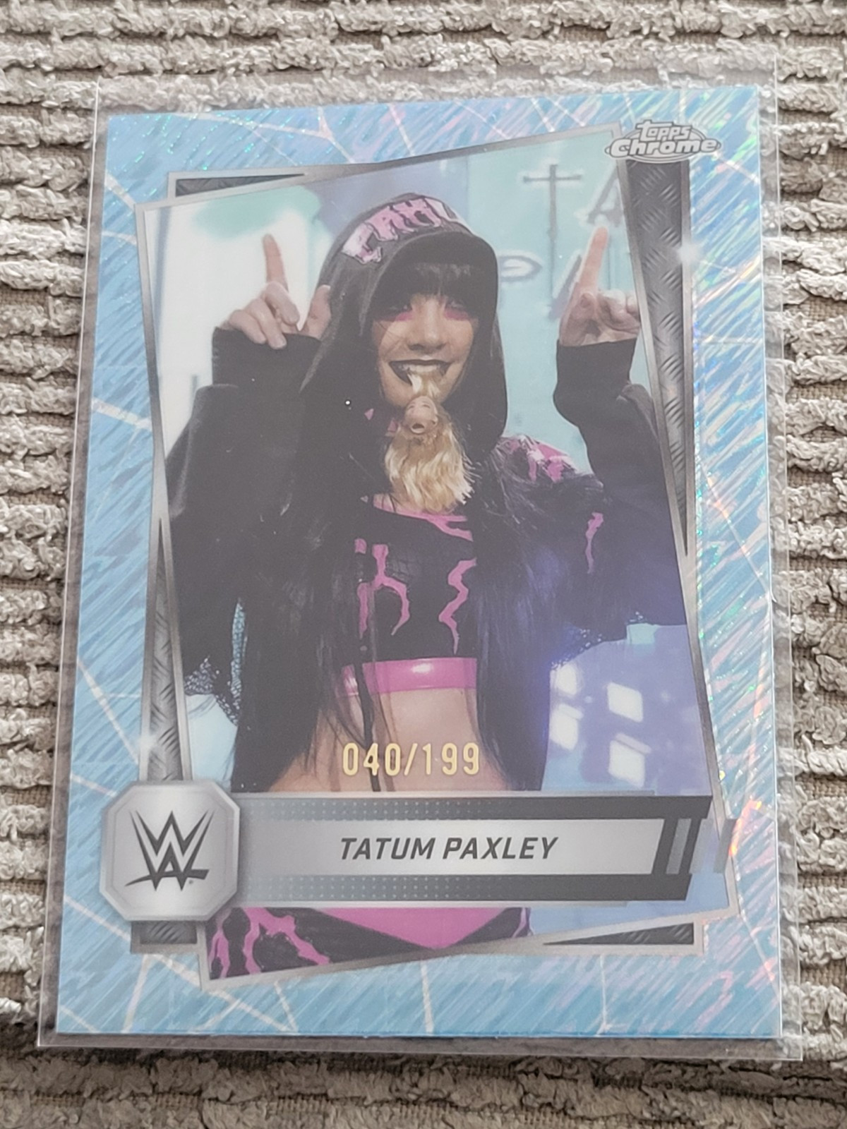 2025 WWE Topps Chrome Tatum Paxley Aqua Shimmer #/199 Refractor
