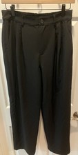 Halara Black High Waisted Pleated Straight Leg Work Pants M Regular NWOT