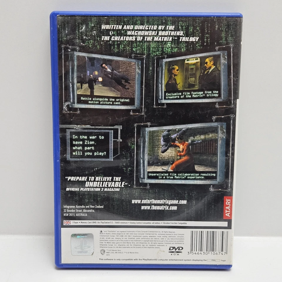 Enter The Matrix + Manual - Sony PlayStation 2 PS2 Game PAL Complete + Free Post - image 2 of 4