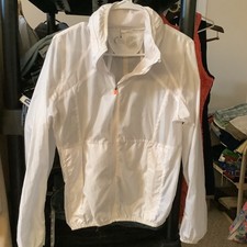 Zyia Active Women White Breeze Hooded Full Zip Windbreaker Size Small