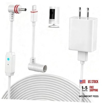 25FT Power Cord Compatible with Ring Spotlight Cam Pro(Battery), Stick Up White