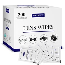 200 Count Lens Wipes for Eyeglasses, Individually Wrapped Pre- Moistened Wipes