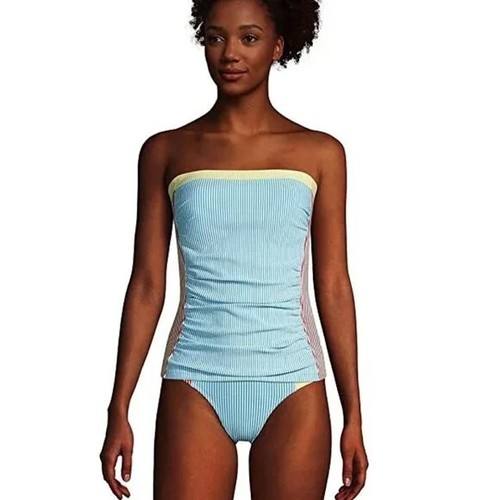 Blue Strapless Bandeau Tankini Set