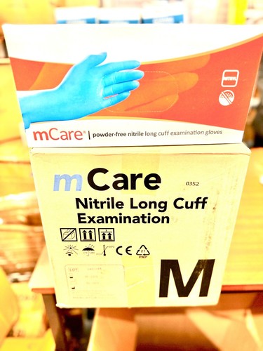 12" Disposable Blue Nitrile Long Cuff Gloves 5.5 MIL Thicknes Powder Free Gloves - Picture 4 of 4