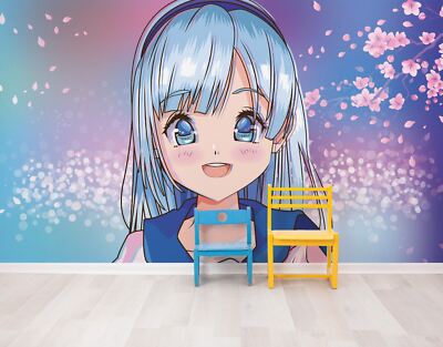 Tapisserie Murale Animée Kawaii Filles – Tenture Dessin Animé Mignonne 130x150 Cm, Décoration Chambre Dortoir Esthétique
