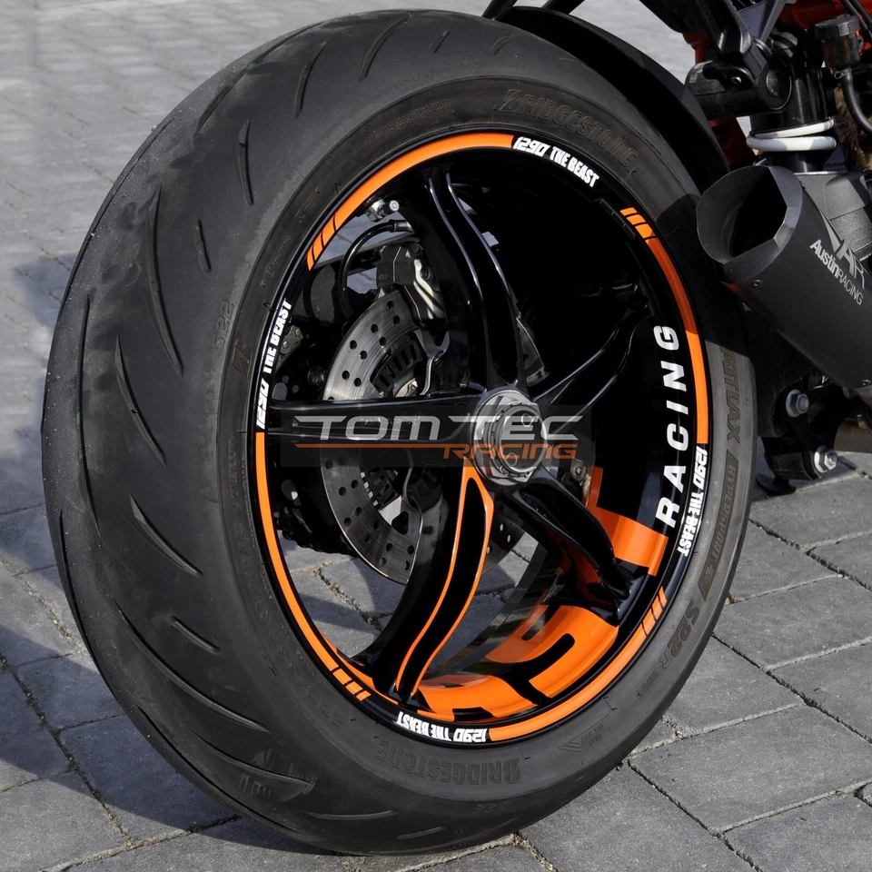 Pegatina de llanta KTM SuperDuke SD 1290 R SDR GT 2020-2025 Orange-White V2 Foto 3 de 4