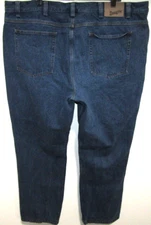 DULUTH TRADING CO RELAXED FIT DARK WASH DENIM JEANS MENS SIZE 44X34