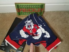 NIKE SUPERBAD 4.5 NCAA FRESNO STATE BULLDOGS PADDED FOOTBALL GLOVES,PGF887-693