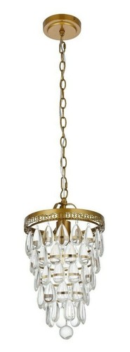 Crystal Pendant Brass Color Light Fixture Kitchen Island or Dining Room Lighting - Picture 4 of 9
