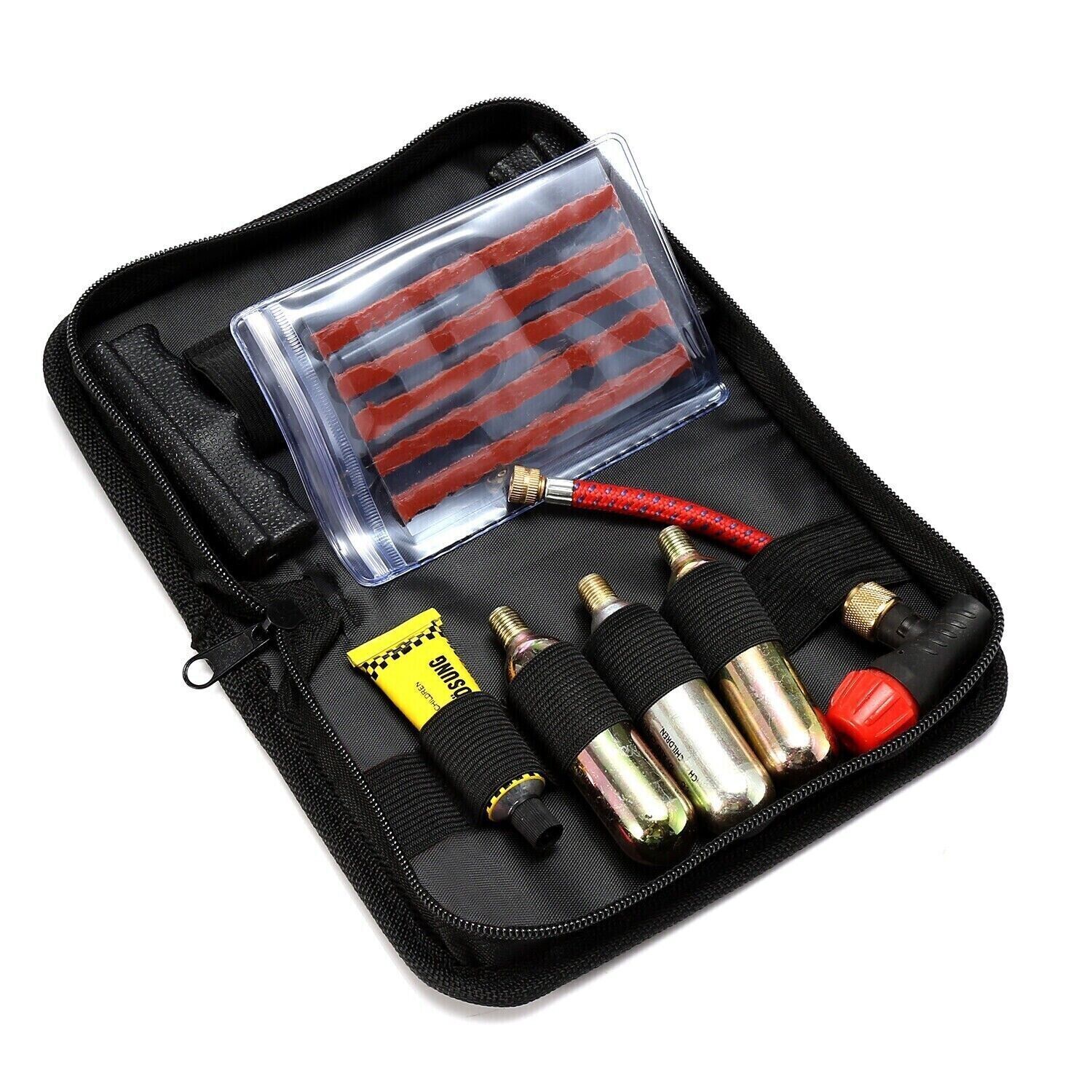 Emergency Car Van Motorcycle Tubeless Tyre Puncture Repair Kit Black
