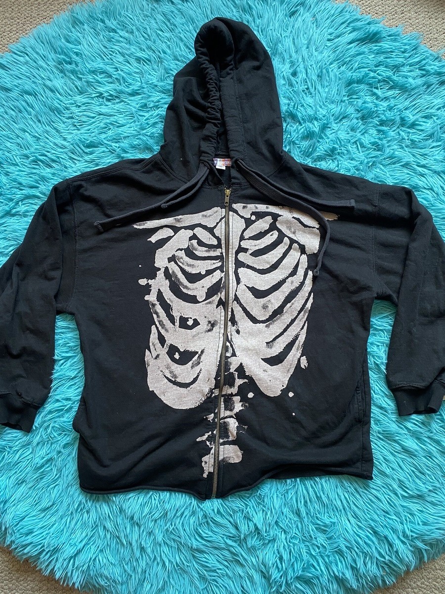 Vintage Y2k 2000s Urban Outfitters Skeleton Ribcage Zip Up Vintage Y2k 2000s Urban Outfitters Skeleton Ribcage Zip Up