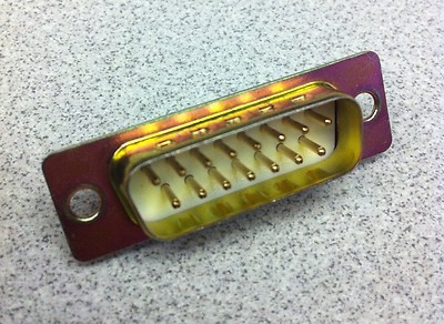 15-Pin Sub-D D-Subminiature Connector - Gold Solder Cup 2 Row -New