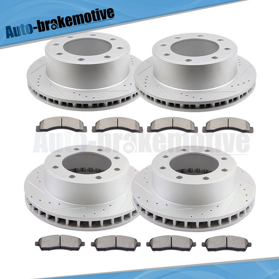 4x4 ROTORES PERFORADOS DELANTEROS Y TRASEROS + PASTILLAS DE FRENO PARA FORD F-250 SUPER DUTY 2000-2004 Foto 3 de 4
