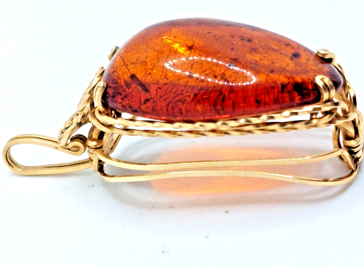 Baltic Amber 10k Solid Gold Wirewrapped  OFAK Pen… - image 2