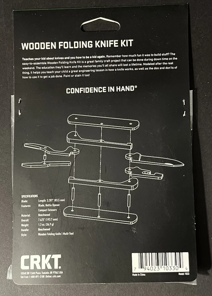 New Sealed CRKT Wooden Folding Knife Kit 3" Wood Blade Wood Handle Unfinished - Image 4 of 4