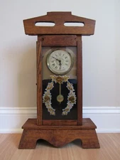 RARE antique NEW HAVEN clock OAK mantel pendulum electric mission WORKS!